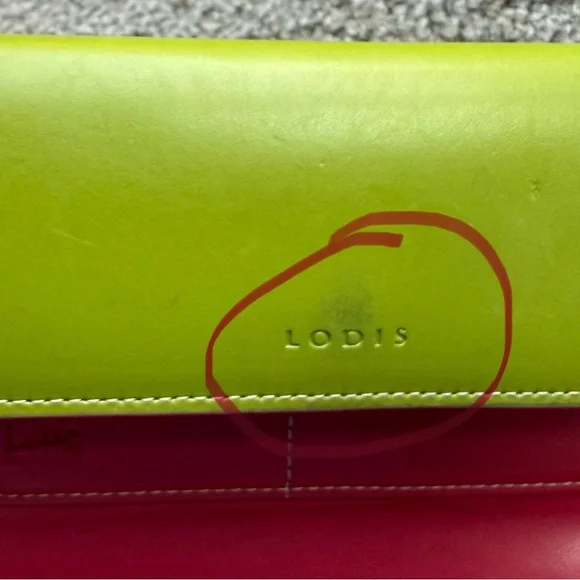 LODIS Vintage EUC Green/Pink Smooth Leather Wallet with Minimalist Design - Picture 16 of 16